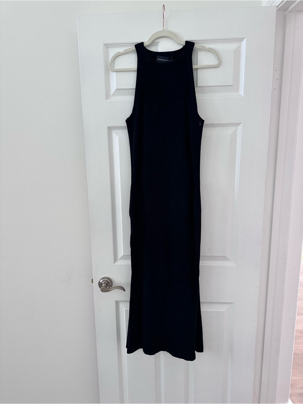 NWT Brandon Maxwell Black Bodycon Maxi Dress with Racerback